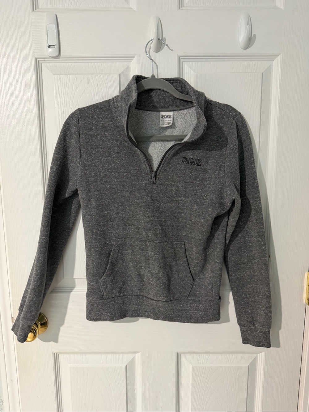 PINK Victoria's Secret Charcoal Gray Half-Zip Pullover Sweatshirt